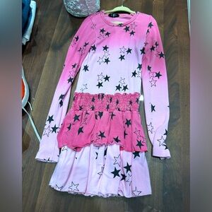 Girls FBZ long sleeve ruffle dress star print 8
